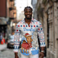 Somalia Christmas Long Sleeve Button Shirt Santa on Camel Christmas Tree Ornaments Candy Canes and Snowflake - African Pride