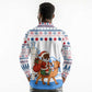 Somalia Christmas Long Sleeve Polo Shirt Santa on Camel Christmas Tree Ornaments Candy Canes and Snowflake - African Pride