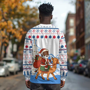 Somalia Christmas Long Sleeve Shirt Santa on Camel Christmas Tree Ornaments Candy Canes and Snowflake - African Pride