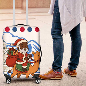 Somalia Christmas Luggage Cover Santa on Camel Christmas Tree Ornaments Candy Canes and Snowflake - African Pride