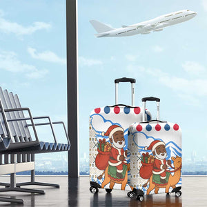 Somalia Christmas Luggage Cover Santa on Camel Christmas Tree Ornaments Candy Canes and Snowflake - African Pride