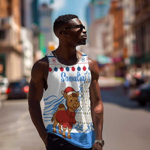 Somalia Christmas Men Tank Top Santa on Camel Christmas Tree Ornaments Candy Canes and Snowflake - African Pride