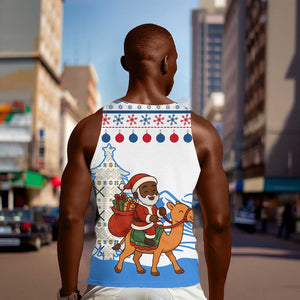 Somalia Christmas Men Tank Top Santa on Camel Christmas Tree Ornaments Candy Canes and Snowflake - African Pride