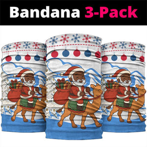 Somalia Christmas Neck Gaiter Santa on Camel Christmas Tree Ornaments Candy Canes and Snowflake - African Pride