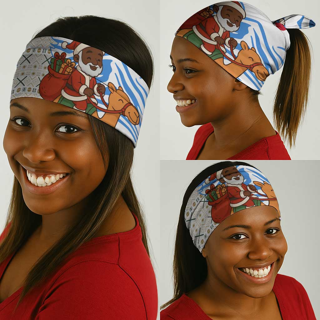Somalia Christmas Neck Gaiter Santa on Camel Christmas Tree Ornaments Candy Canes and Snowflake - African Pride