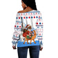 Somalia Christmas Off Shoulder Sweater Santa on Camel Christmas Tree Ornaments Candy Canes and Snowflake - African Pride