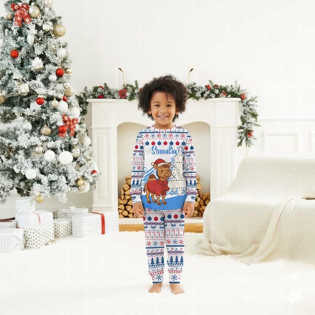 Somalia Christmas Pajama Set Santa on Camel Christmas Tree Ornaments Candy Canes and Snowflake - African Pride