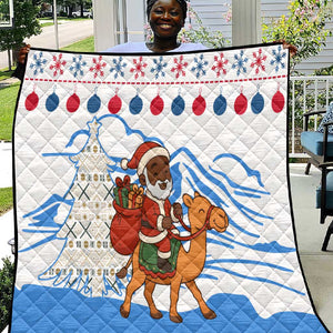 Somalia Christmas Quilt Santa on Camel Christmas Tree Ornaments Candy Canes and Snowflake - African Pride
