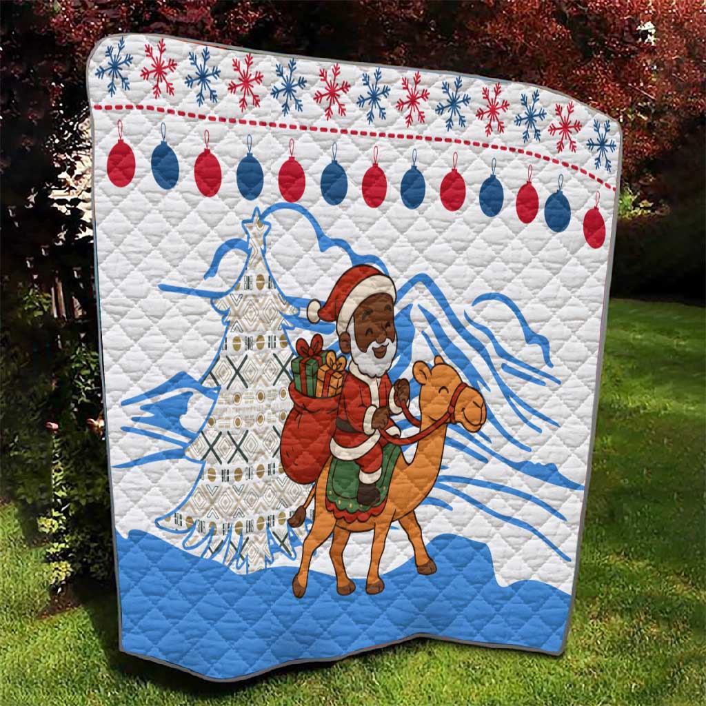 Somalia Christmas Quilt Santa on Camel Christmas Tree Ornaments Candy Canes and Snowflake - African Pride