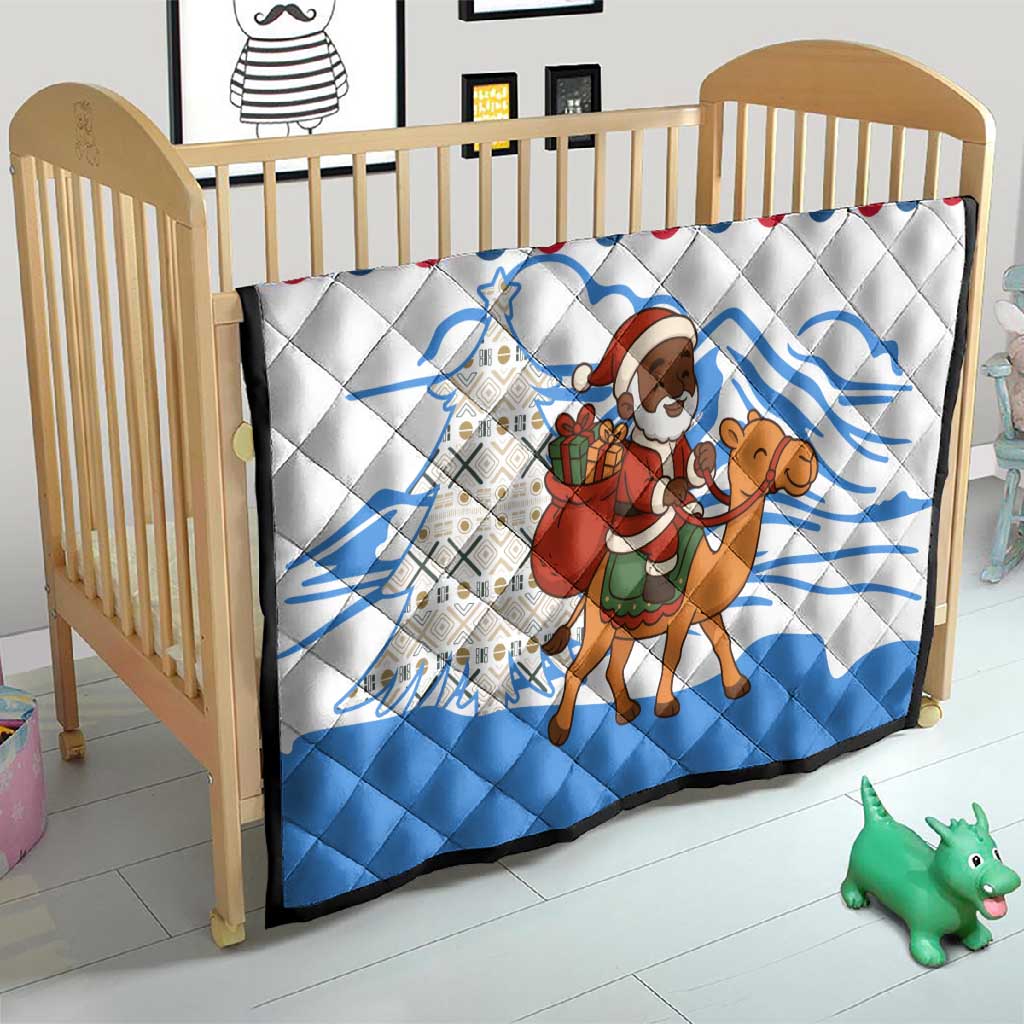 Somalia Christmas Quilt Santa on Camel Christmas Tree Ornaments Candy Canes and Snowflake - African Pride