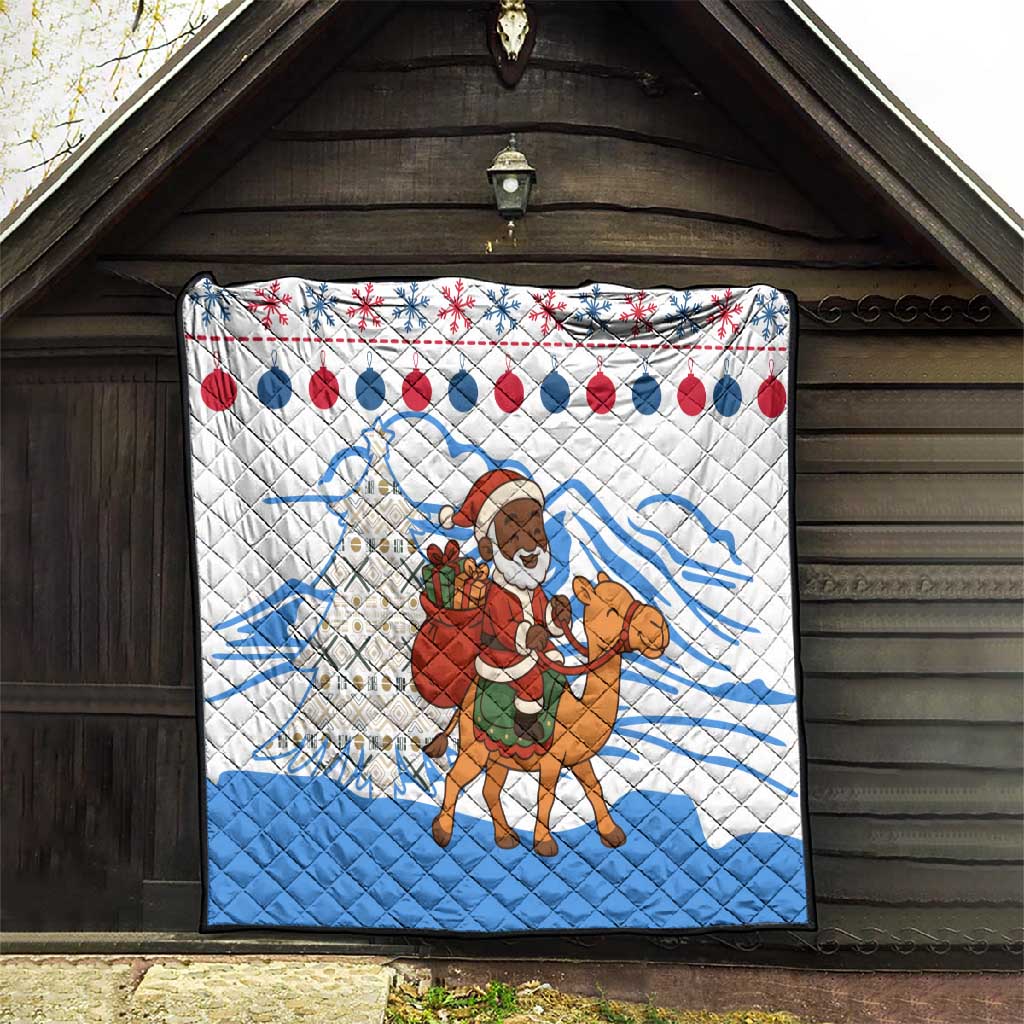 Somalia Christmas Quilt Santa on Camel Christmas Tree Ornaments Candy Canes and Snowflake - African Pride