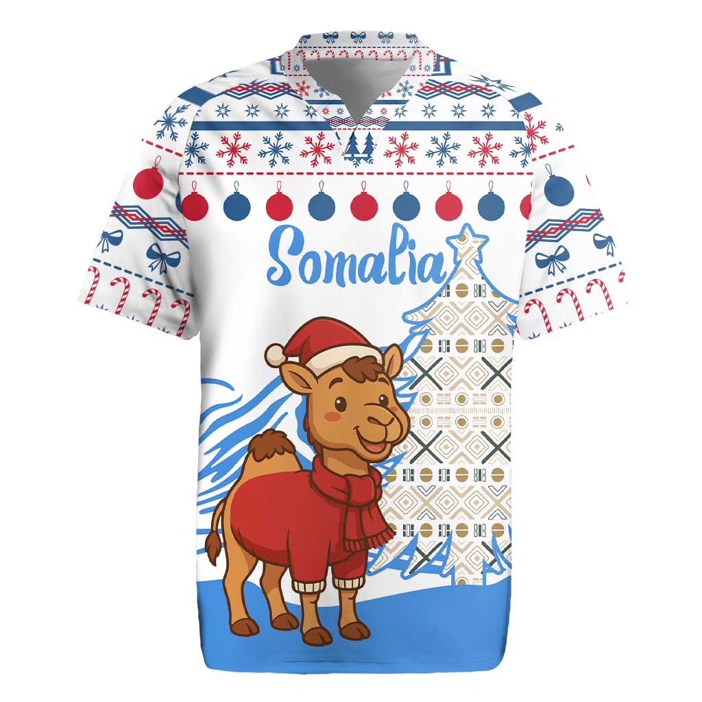 Somalia Christmas Rugby Jersey Santa on Camel Christmas Tree Ornaments Candy Canes and Snowflake - African Pride