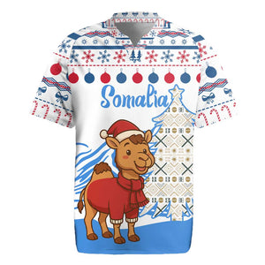 Somalia Christmas Rugby Jersey Santa on Camel Christmas Tree Ornaments Candy Canes and Snowflake - African Pride