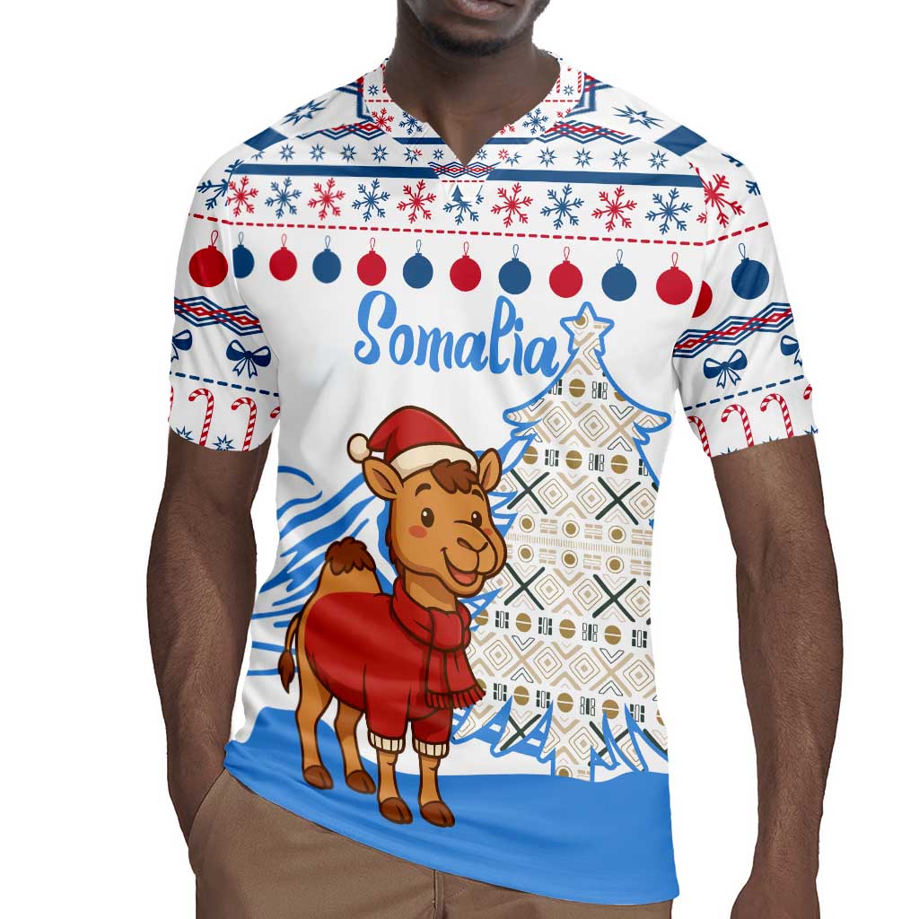 Somalia Christmas Rugby Jersey Santa on Camel Christmas Tree Ornaments Candy Canes and Snowflake - African Pride
