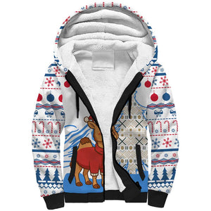 Somalia Christmas Sherpa Hoodie Santa on Camel Christmas Tree Ornaments Candy Canes and Snowflake - African Pride