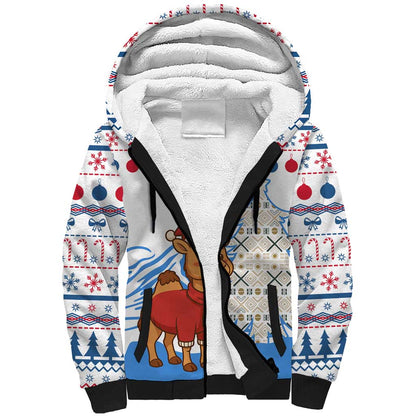 Somalia Christmas Sherpa Hoodie Santa on Camel Christmas Tree Ornaments Candy Canes and Snowflake - African Pride