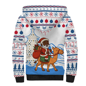Somalia Christmas Sherpa Hoodie Santa on Camel Christmas Tree Ornaments Candy Canes and Snowflake - African Pride