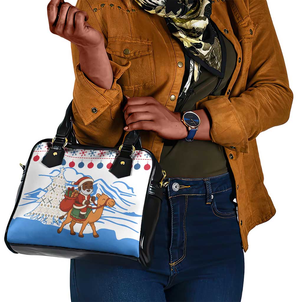 Somalia Christmas Shoulder Handbag Santa on Camel Christmas Tree Ornaments Candy Canes and Snowflake - African Pride
