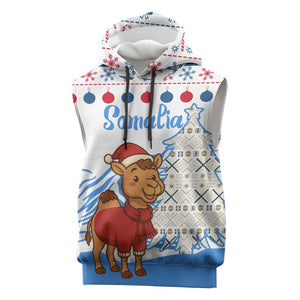 Somalia Christmas Sleeveless Hoodie Santa on Camel Christmas Tree Ornaments Candy Canes and Snowflake - African Pride