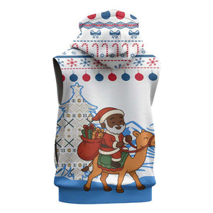 Somalia Christmas Sleeveless Hoodie Santa on Camel Christmas Tree Ornaments Candy Canes and Snowflake - African Pride