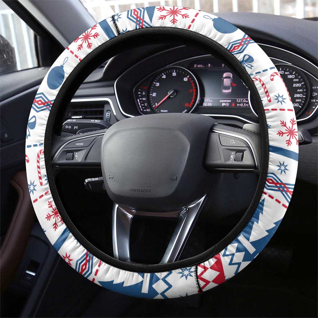 Somalia Christmas Steering Wheel Cover Santa on Camel Christmas Tree Ornaments Candy Canes and Snowflake - African Pride