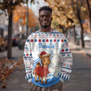 Somalia Christmas Sweatshirt Santa on Camel Christmas Tree Ornaments Candy Canes and Snowflake - African Pride