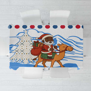 Somalia Christmas Tablecloth Santa on Camel Christmas Tree Ornaments Candy Canes and Snowflake - African Pride
