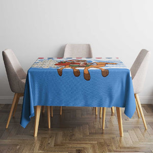 Somalia Christmas Tablecloth Santa on Camel Christmas Tree Ornaments Candy Canes and Snowflake - African Pride