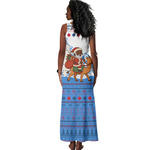 Somalia Christmas Tank Maxi Dress Santa on Camel Christmas Tree Ornaments Candy Canes and Snowflake - African Pride