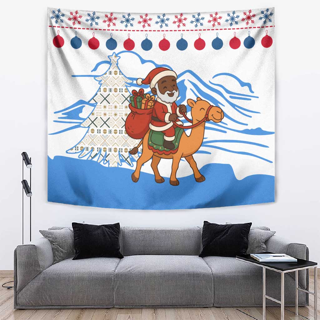 Somalia Christmas Tapestry Santa on Camel Christmas Tree Ornaments Candy Canes and Snowflake - African Pride