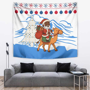 Somalia Christmas Tapestry Santa on Camel Christmas Tree Ornaments Candy Canes and Snowflake - African Pride