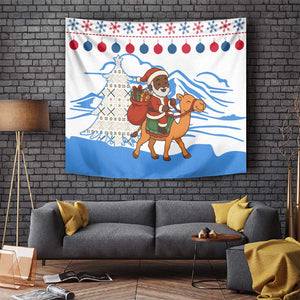 Somalia Christmas Tapestry Santa on Camel Christmas Tree Ornaments Candy Canes and Snowflake - African Pride