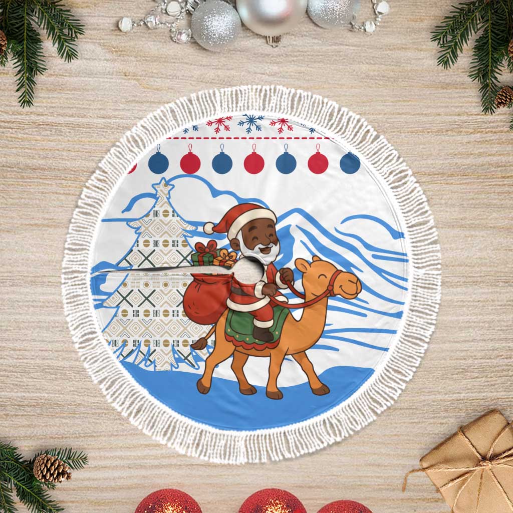 Somalia Christmas Tree Skirt Santa on Camel Christmas Tree Ornaments Candy Canes and Snowflake - African Pride
