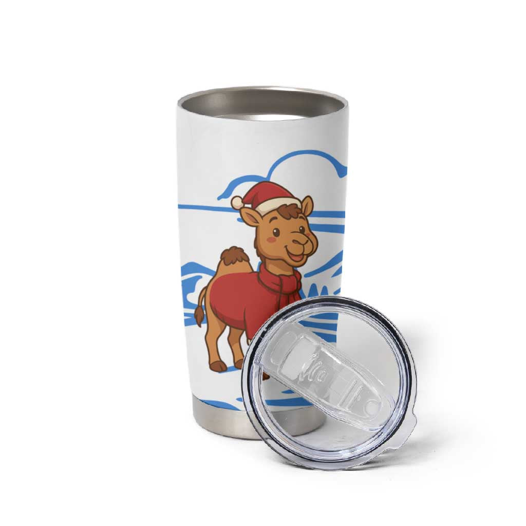 Somalia Christmas Tumbler Cup Santa on Camel Christmas Tree Ornaments Candy Canes and Snowflake - African Pride