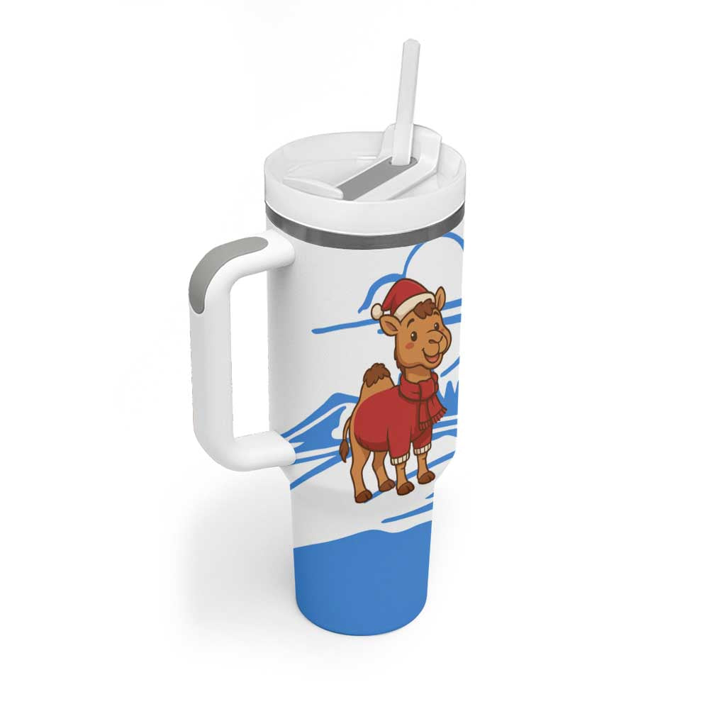 Somalia Christmas Tumbler With Handle Santa on Camel Christmas Tree Ornaments Candy Canes and Snowflake - African Pride