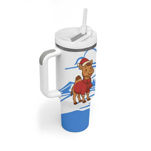 Somalia Christmas Tumbler With Handle Santa on Camel Christmas Tree Ornaments Candy Canes and Snowflake - African Pride