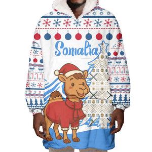 Somalia Christmas Wearable Blanket Hoodie Santa on Camel Christmas Tree Ornaments Candy Canes and Snowflake - African Pride