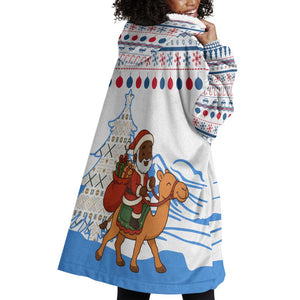 Somalia Christmas Wearable Blanket Hoodie Santa on Camel Christmas Tree Ornaments Candy Canes and Snowflake - African Pride