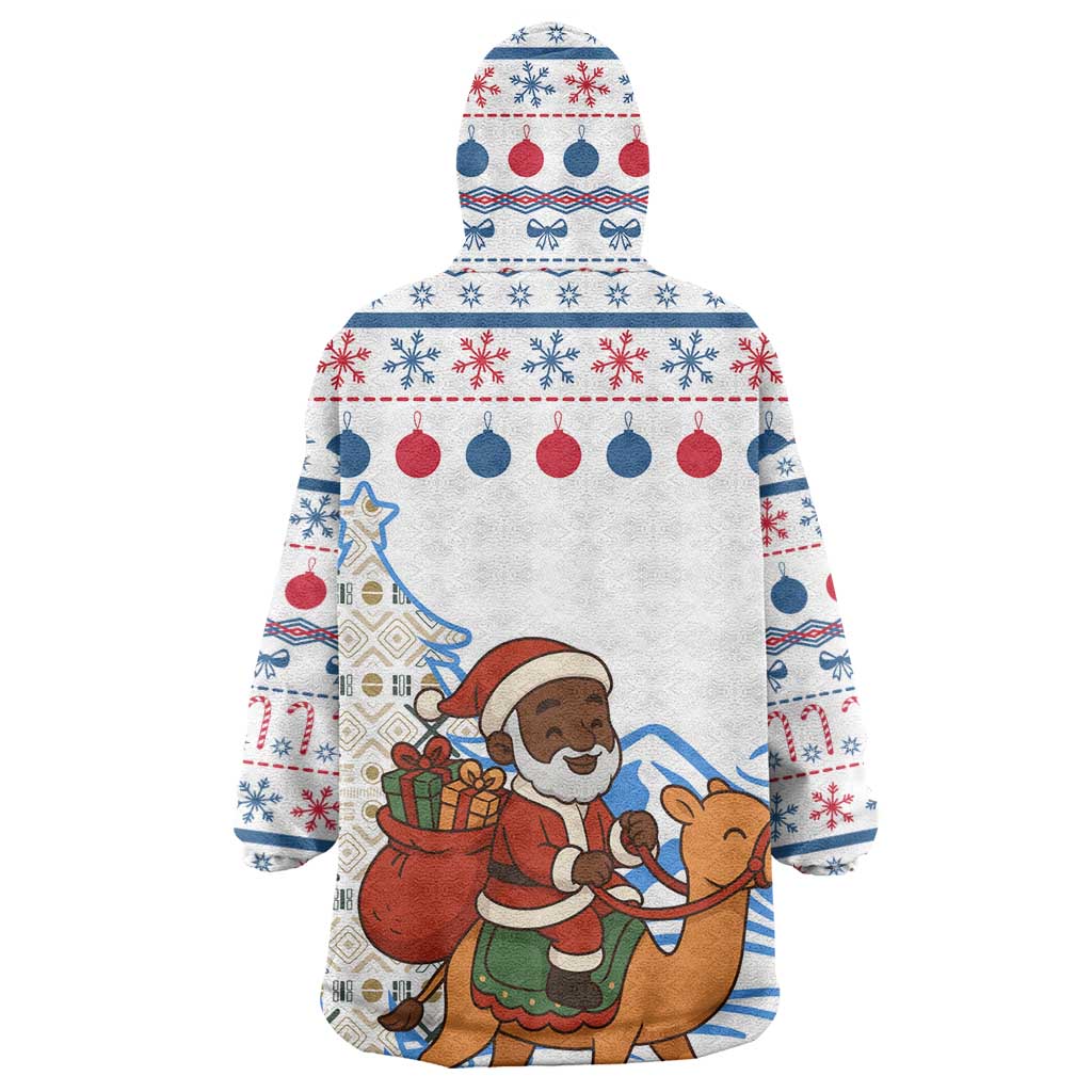 Somalia Christmas Wearable Blanket Hoodie Santa on Camel Christmas Tree Ornaments Candy Canes and Snowflake - African Pride