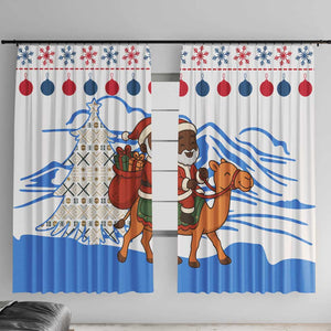 Somalia Christmas Window Curtain Santa on Camel Christmas Tree Ornaments Candy Canes and Snowflake - African Pride