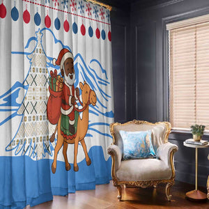 Somalia Christmas Window Curtain Santa on Camel Christmas Tree Ornaments Candy Canes and Snowflake - African Pride