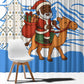 Somalia Christmas Window Curtain Santa on Camel Christmas Tree Ornaments Candy Canes and Snowflake - African Pride