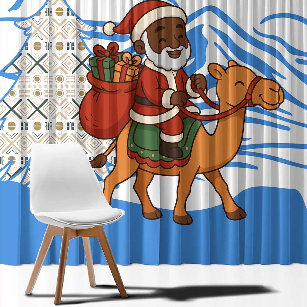 Somalia Christmas Window Curtain Santa on Camel Christmas Tree Ornaments Candy Canes and Snowflake - African Pride