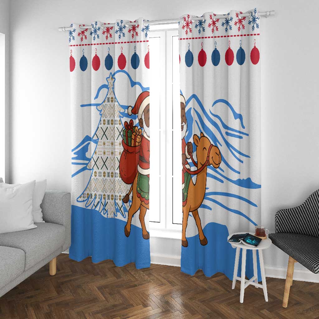 Somalia Christmas Window Curtain Santa on Camel Christmas Tree Ornaments Candy Canes and Snowflake - African Pride