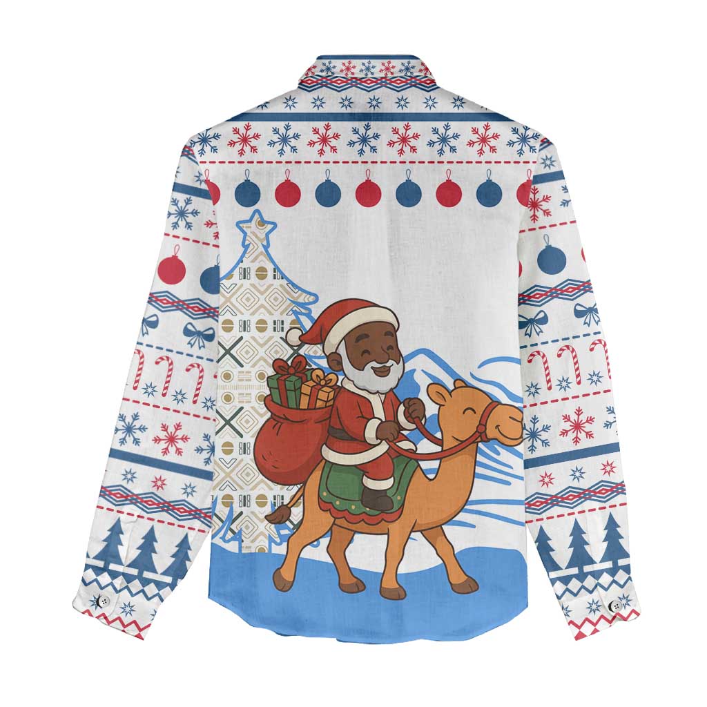 Somalia Christmas Women Casual Shirt Santa on Camel Christmas Tree Ornaments Candy Canes and Snowflake - African Pride