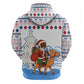 Somalia Christmas Zip Hoodie Santa on Camel Christmas Tree Ornaments Candy Canes and Snowflake - African Pride