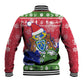 Gambia Christmas Baseball Jacket Santa Hippo National Coat of Arms Snowflakes and Festive Holiday - African Pride