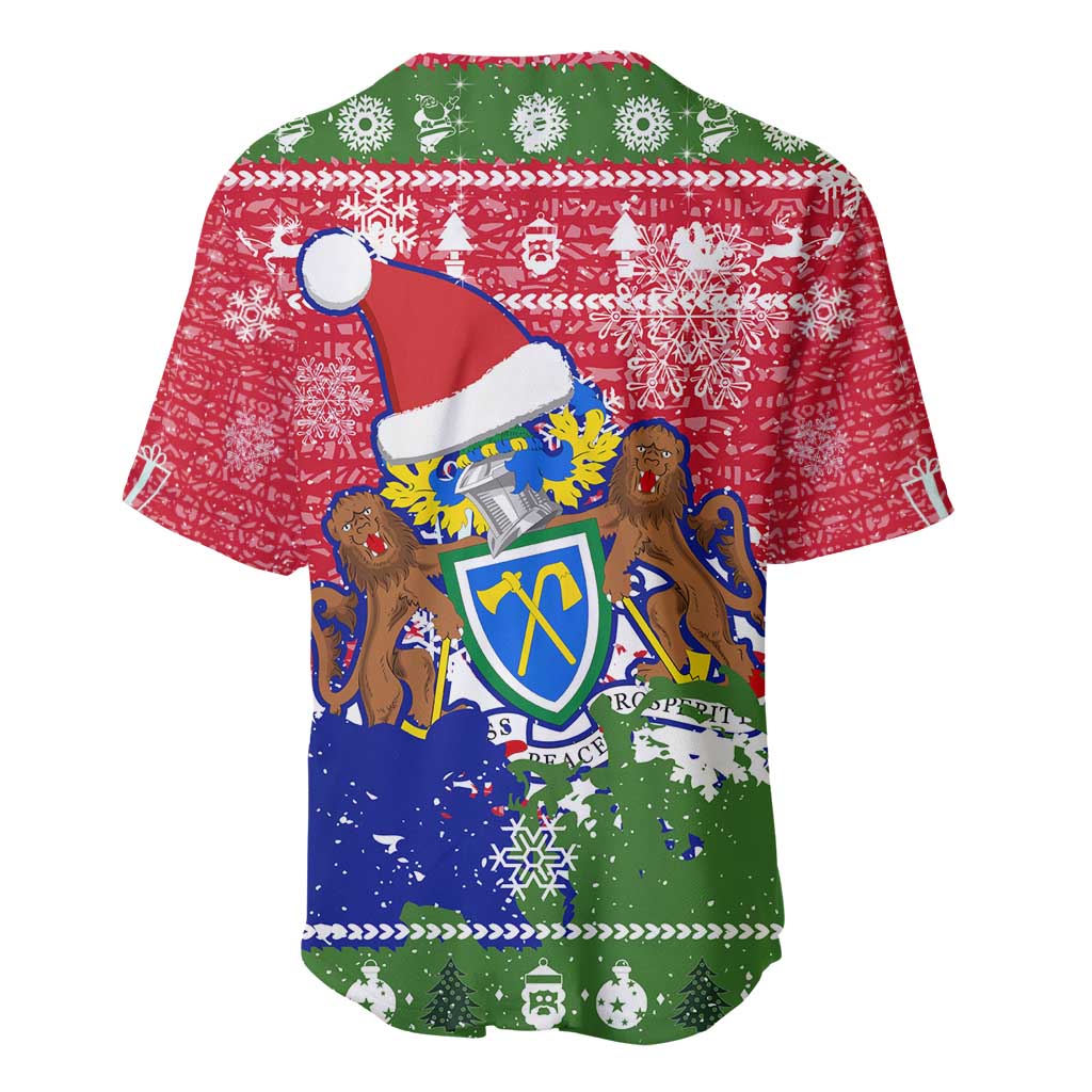 Gambia Christmas Baseball Jersey Santa Hippo National Coat of Arms Snowflakes and Festive Holiday - African Pride