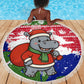 Gambia Christmas Beach Blanket Santa Hippo National Coat of Arms Snowflakes and Festive Holiday - African Pride