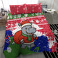 Gambia Christmas Bedding Set Santa Hippo National Coat of Arms Snowflakes and Festive Holiday - African Pride